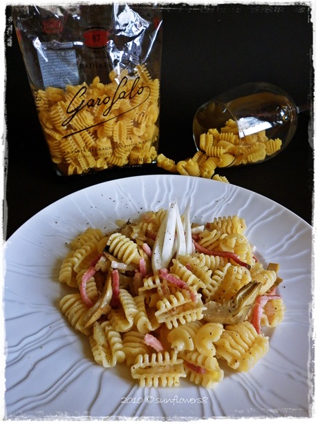 pasta con speck carciofi e finocchi