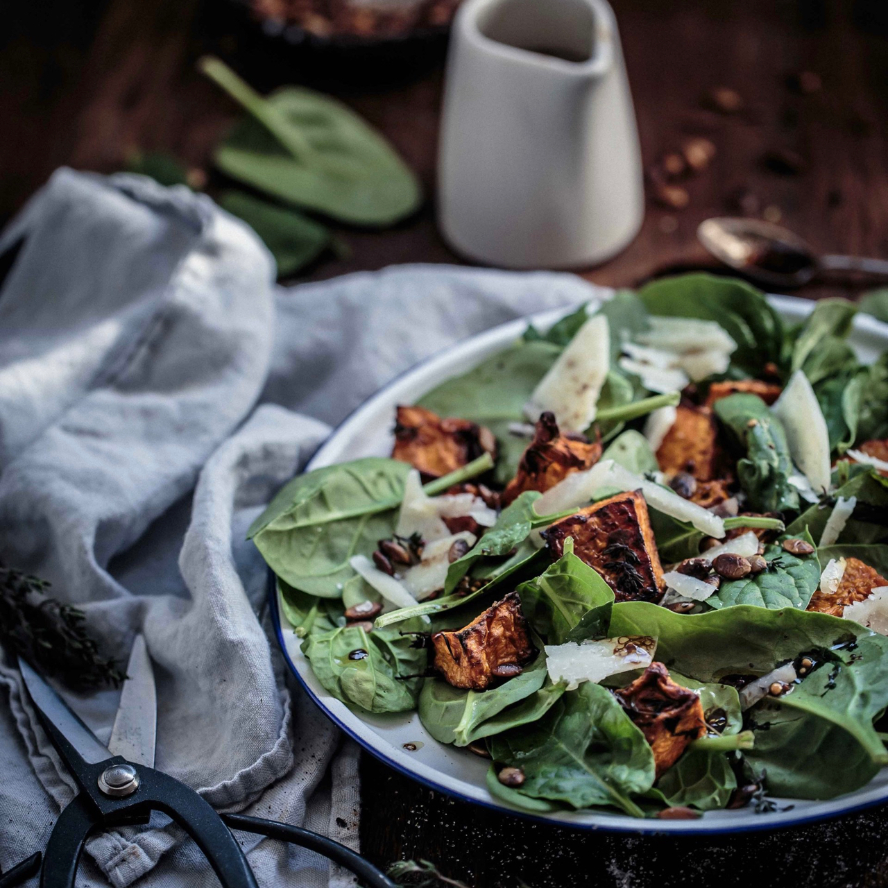 thyme-roasted-pumpkin-and-spinach-salad